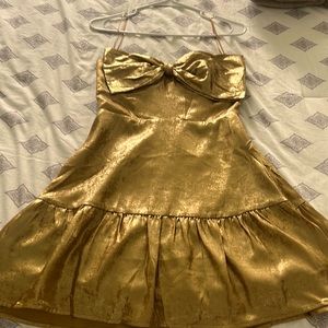 Brand new NBW red dress boutique gold holiday bow dress!
